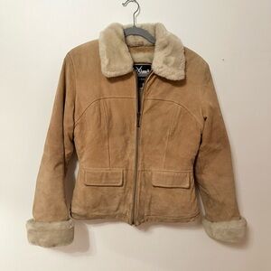 Wilsons Leather Real Leather Suede Jacket with Faux Fur
